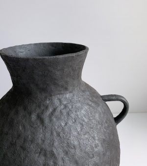 Katarina Wells - Burnt Charcoal Big Belly Vase - Ceramic Sculpture