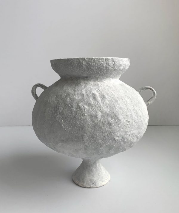 Katarina Wells - Small Handled Amphora Chalk - Ceramic Sculpture