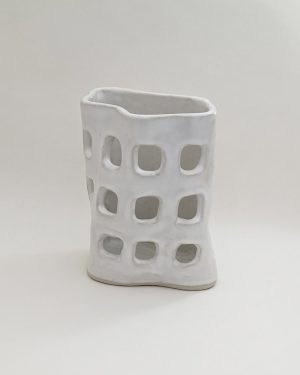 Gehry UTS no2. - White Stoneware Clay with Satin White Glaze - Australian Sculptural Artist - Natalie Rosin