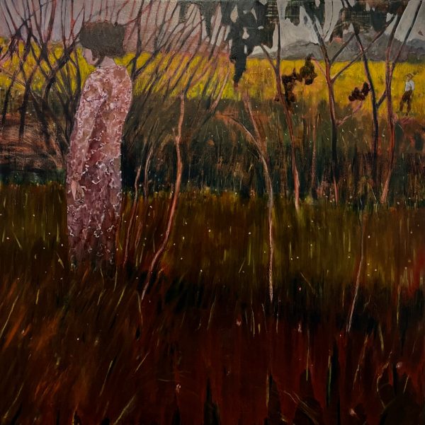 Painting by contemporary painter, Ben Crawford - Married to the Land - Oil, acrylic, oil stick + charcoal on linen