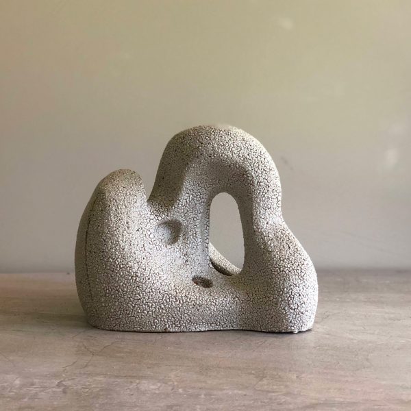 Moon View - Stoneware clay + porcelain slip sculpture by Emma Lindegaard