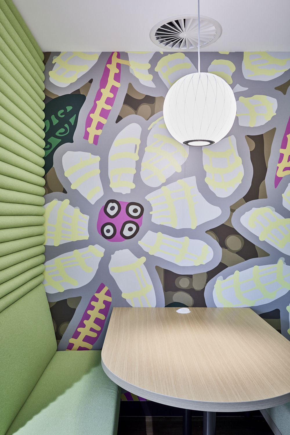 Emily Crockford flower mural in an office