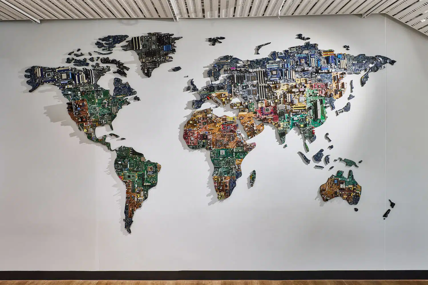 e-waste wall sculpture world map