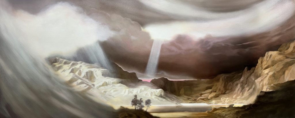 And if the mountains should crumble, or disappear into the sea, not a tear, no not I (after Bierstadt)