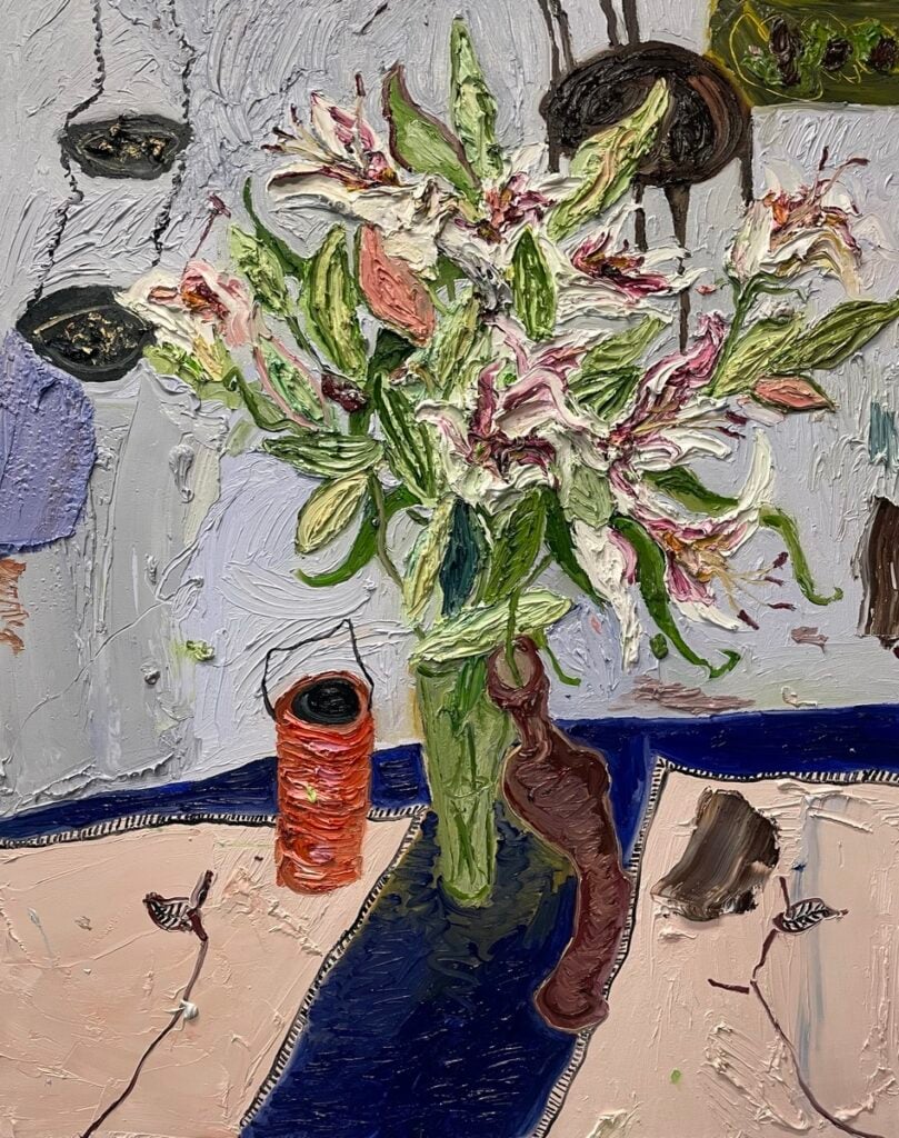 Lilies And Bird Seed That Falls On The Ground