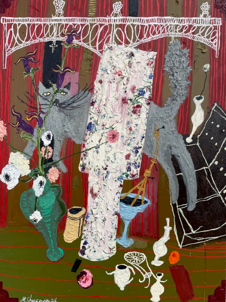 Wally With Irises by Mitchell Cheesman