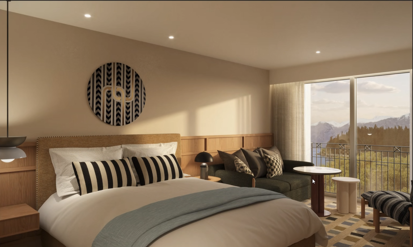 QT Queenstown interior guest room
